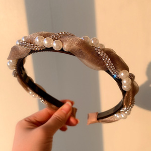 Domoho trang sức tóc đám cưới thanh lịch làm bằng tay dây buộc tóc đàn hồi ngọc trai <span class=keywords><strong>Inlay</strong></span> cô dâu đính hôn kỷ niệm đẹp ngọt ngào bên - Product Image 6