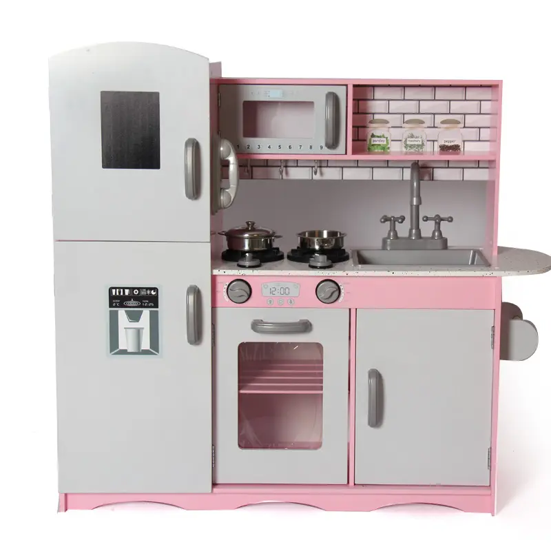 Modern Custom Princess Pretend Play Children Big Size Wooden Kitchen Toys Set For Kids Girls Boys