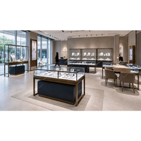 Comptoir de présentation de bijoux en verre trempé, vitrine à bijoux avec cadre en aluminium, tiroir verrouillable, présentoir en acier inoxydable