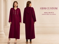 Robe longue musulmane en polyester YSYL, ornée de perles, décontractée, pour tous les jours, pour les fêtes, vêtements islamiques, abaya à capuche ODM pour femmes
