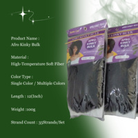 Cheveux synthétiques afro crépus en vrac pour tresses, 12 pouces, 100g, fibre PET haute température, approvisionnement stable pour salons et projets de tressage en gros
