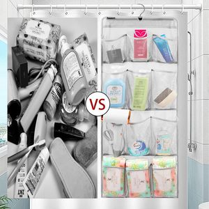 Mesh <b>Shower</b> Organizer 12 Pockets Hanging <b>Caddy</b> Quick Dry Bathroom Storage for Toiletries Wall Mounted Rectangular 60X70cm - Product Image 3