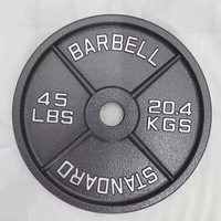 Disque de musculation standard en fonte massif noir mat, 45 LBS (20,4 KG), épaissi, pour salle de sport
