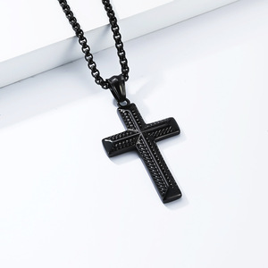 Cross-border yunnique retro trendy spiral cross necklace, niche high-end artistic versatile <b>titanium</b> steel pendant - Product Image 4