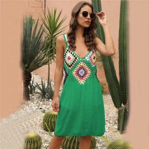 Nouveau crochet à la main Crochet Cover Ups pour les femmes évider sans manches Bikini maillots de bain fendu longues robes de <span class=keywords><strong>plage</strong></span> - Product Image 6