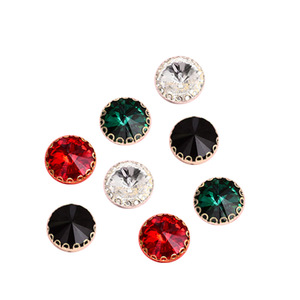 Piedras Decorativas Redondas de Cristal con 12 Facetas y Borde Dorado para Ropa DIY - Product Image 5