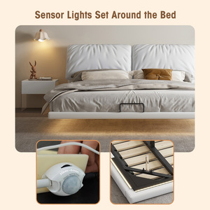 Fabbrica di lusso italiano minimalista in legno massello struttura moderna <span class=keywords><strong>camera</strong></span> <span class=keywords><strong>da</strong></span> <span class=keywords><strong>letto</strong></span> <span class=keywords><strong>mobili</strong></span> di alta qualità sospesa in pieno doppio <span class=keywords><strong>letto</strong></span> king size - Product Image 2