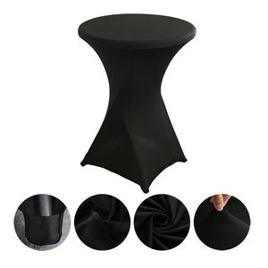 Round Spandex Fitted Bar <b>Table</b> Covers White Cocktail Stretch <b>Table</b> Tablecloth Black Highboy <b>Table</b> <b>Cloth</b> for Wedding Party Opp - Product Image 4