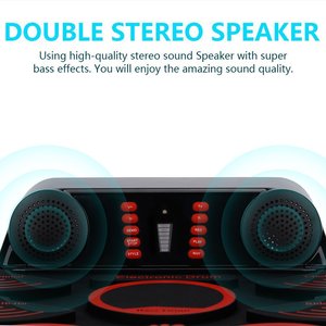 Kit de batterie électronique 9 pads, pliable, en silicone, rechargeable par USB, rouge et noir, ensemble de percussion pour enfants - Product Image 3