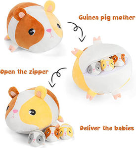 Peluche de Cobaya Mamá con 3 Lindos Bebés de 14 Pulgadas, Juguete de Peluche, Almohada, Regalo Sorpresa para Niños, Juguete de Peluche de Cobaya - Product Image 3