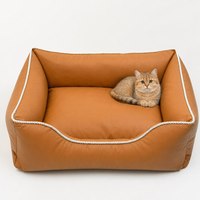 Lit pour chat standard avec rebords, en peluche respirante, housse amovible lavable, base imperméable et antidérapante