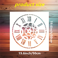 Plantilla de dibujo de patrón de reloj grande de 19,6x19,6 pulgadas, plantilla de pintura facial de reloj de plástico PET reutilizable para manualidades DIY