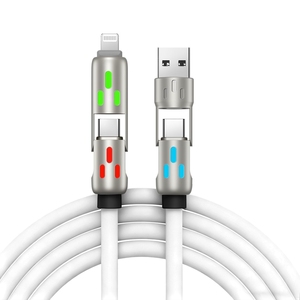 Chargeur multi-connecteurs 4 en 1, coudé rotatif, USB vers Type-C, 1,5 m, câble en silicone pour téléphone portable, charge rapide 240 W, transfert de données - Product Image 1