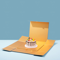 Boîte à gâteau en papier d'aluminium doré LionwrapacK, emballage pliable écologique à couvercle rabattable pour les desserts de mariage et d'anniversaire
