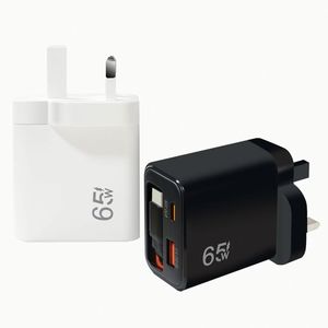 UK/US/EU Plug 65W PD GaN QC3.0 Fast Charger With Retractable USB C <b>Charging</b> Cable 65W Type C Wall <b>Adapter</b> - Product Image 3