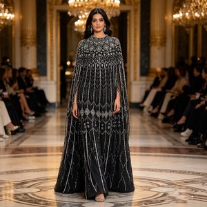 Abaya di Lusso con Ricami in Strass, Vestito da Sera Islamico Modesto e Comodo per Donne Musulmane, Ideale per Eid e Matrimoni - Product Image 4