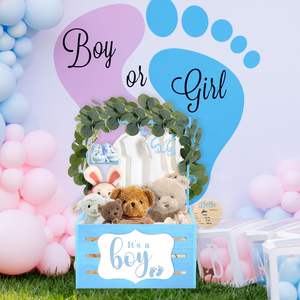 Armadio in legno per Baby Shower: cesto blu "<span class=keywords><strong>è</strong></span> una ragazza" con manico, appendiabiti, cesto di stoccaggio, regali per decorazioni per feste - Product Image 5