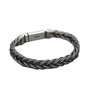 <span class=keywords><strong>Bracciale</strong></span> Intrecciato a Mano in Argento Sterling S925 da 10mm, Catena a <span class=keywords><strong>Volpe</strong></span> Vintage Punk Rock Hip Hop per Uomo, Idea Regalo - Product Image 1
