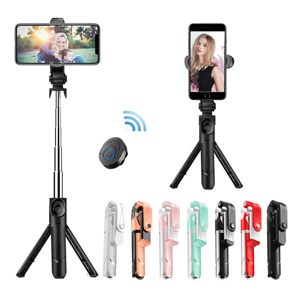 BT Selfie Stick Tripod Wireless Remote 360 Degrees Rotation Mini Extendable Selfie Stick Stand Holder with LED Fill Light