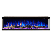 Cheminée électrique encastrée à 3 côtés avec effet de flamme à 6 couleurs, télécommande, 50'', pour usage intérieur