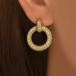 ต่างหูแบบห่วงประดับเพชรซิร์คอนชุบทอง 18K ราคาส่ง - Product Image 4