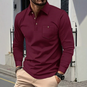 <span class=keywords><strong>Polo</strong></span> da <span class=keywords><strong>uomo</strong></span> a maniche lunghe in tessuto waffle, stile americano, testurizzato, con tasche, <span class=keywords><strong>taglie</strong></span> <span class=keywords><strong>forti</strong></span>, tinta unita, con colletto a risvolto - Product Image 1