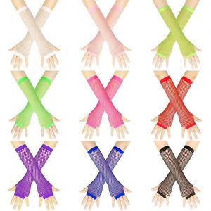 1Pair Women's Long <b>Fishnet</b> Net Gloves Fingerless Mesh Gloves Punk Rock Sexy Arm Warmers for Night Club Party for Hiking - Product Image 3