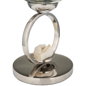 Vaso in vetro con base in metallo, moderno centrotavola decorativo per il soggiorno - Product Image 4
