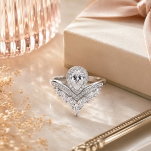 Anello Romantico a Forma di Corona e Occhio di Cavallo, Gioielli da Sposa per Signore - Product Image 3