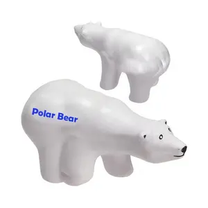 Bola antiestrés promocional con forma de oso polar, superventas al por mayor, bola antiestrés Animal de espuma PU con logotipo personalizado