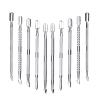 Coupe-cuticules double face en acier inoxydable, nettoyeur et dissolvant de vernis à ongles, ensemble réutilisable pour manucure et pédicure