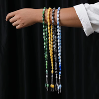Chapelets de prière islamiques personnalisés en acrylique, 33/45/99 perles, chapelets tasbeeh, cadeaux unisexes, boîte pour musulmans
