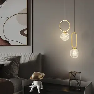 Yeni moda ev bakır LED lamba kristal vantage asılı halat kolye ışık