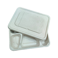 Plateau repas écologique à 6 compartiments, jetable, compostable, en bagasse de canne à sucre