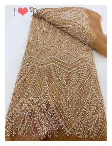 Vải ren đính sequin Nigeria 2024 chất lượng cao, ren mềm mại, chất liệu dành cho cô dâu Nigeria, dùng cho váy dự tiệc cưới - Product Image 4