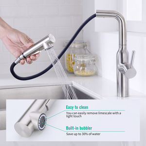 Modern Classic Single Handle Kitchen Faucet Ceramic Valve <b>Brushed</b> Finish <b>Deck</b> Mounted Stainless Steel Chrome Pull Spray 1 Year - Product Image 4