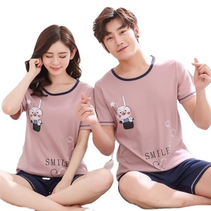 Pyjama d'été pour couple, adorable dessin animé assorti, ensemble court en deux pièces, pyjamas pour femmes - Product Image 1