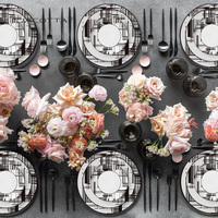 Usine Pas Cher En Gros Plats Noirs Assiettes De Fête En Porcelaine En Céramique Blanche Assiettes De Charge