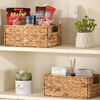 Panier de rangement rectangulaire tressé à la main en rotin PP pour salle de bain, organisateur de bacs de rangement, panier pour réservoir de toilettes