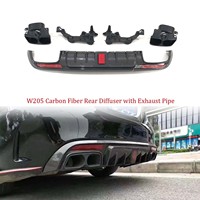 Diffuseur arrière en fibre de carbone de style B de haute qualité avec éclairage LED pour Mercedes-Benz Classe C W205 Sport