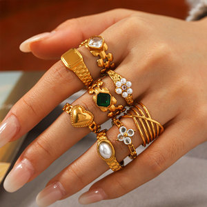 Anillo de Reloj de Moda de Acero Inoxidable Chapado en Oro Fino de 14k y 18k Que No Se Deslustra, con Circonitas, para Mujer - Product Image 1