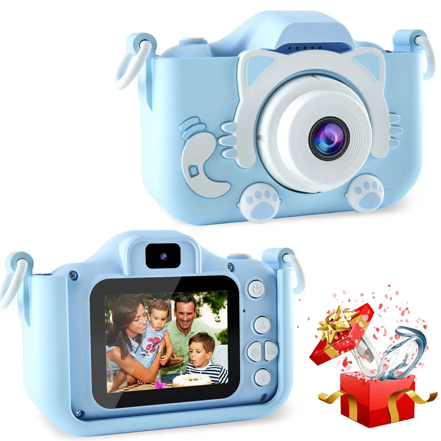 Appareil photo numérique pour enfants Écran IPS 2.0 pouces Jouet numérique Mini Photo Vidéo pour enfants Cadeaux d'anniversaire Meilleurs garçons et filles