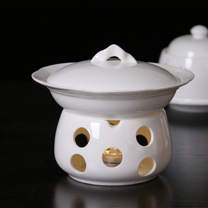 Juego de vajilla de porcelana de 6/7 pulgadas, 5OZ y 8OZ, Base de vela, calentamiento, tazón de cerámica, platos de mantequilla de porcelana blanca con tapa para sopa - Product Image 2