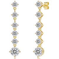 Boucles d'oreilles pendantes en moissanite VVS 2-5 CTW, argent sterling S925 plaqué or 14K, pour femme, mariage, avec moissanite GRA, courtes ou longues