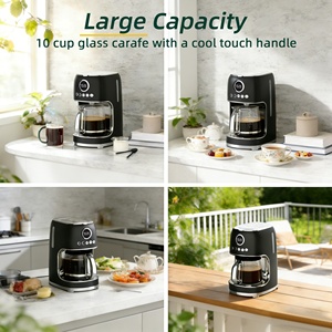 <span class=keywords><strong>Cafetera</strong></span> Eléctrica Nueva de Acero Inoxidable de 10 Tazas con Ajustes Programables, Diseño Retro, Función de Pausa y Mantenimiento de Calor - Product Image 5