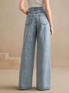 Nouveau <span class=keywords><strong>Jean</strong></span> en Denim Extensible Taille Haute Amincissant Brodé pour <span class=keywords><strong>Femme</strong></span> Grande Taille Printemps-Automne – Pantalon Droit Décontracté Tendance - Product Image 6