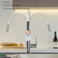 Robinet de cuisine moderne et minimaliste avec support magnétique extractible pour téléphone, valve en céramique, eau chaude/froide, pour évier de cuisine domestique