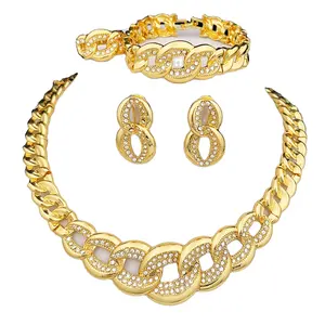 2023 Fashion Bridal Jewelry Sets for Women Nice Wedding Jewellery with Earrings Gold Jewelry Set