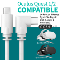 Câble de charge USB 3.2 c à c à transfert de données haute vitesse 5 Gbps, câble de liaison de chargeur 16 pieds