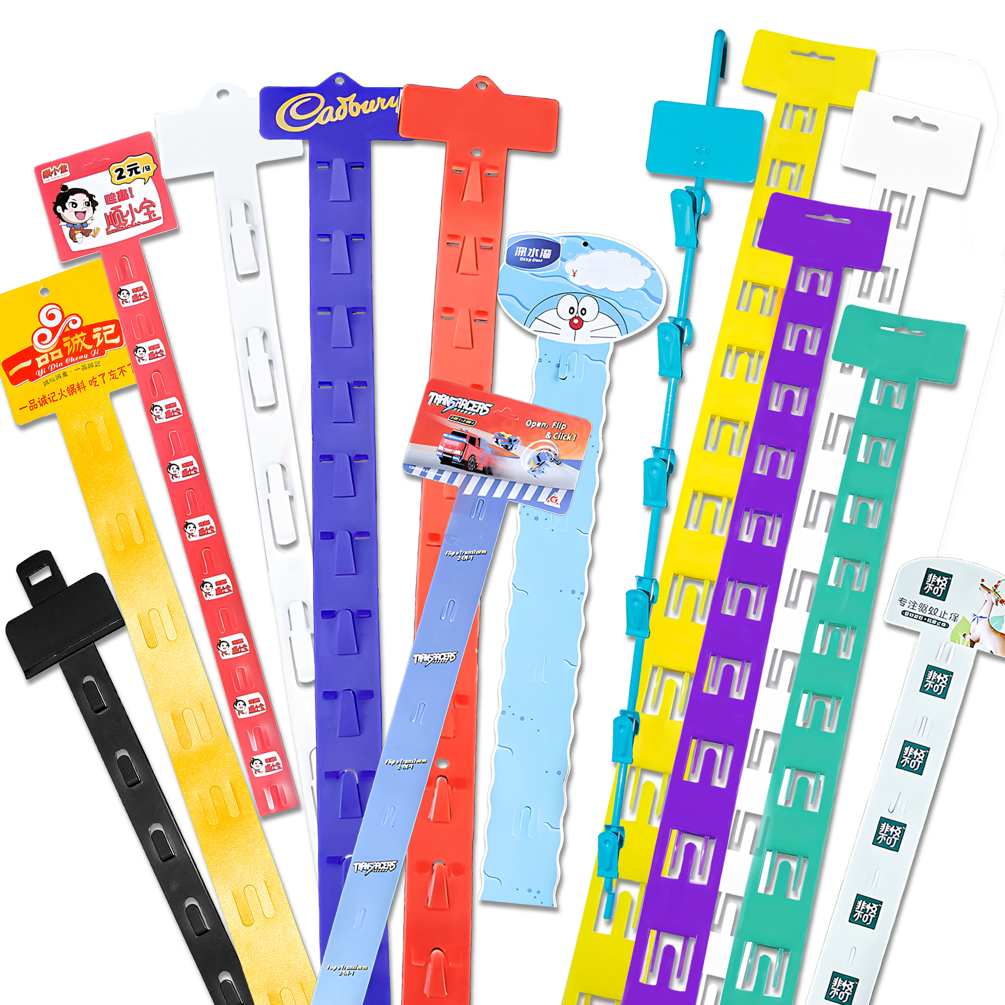 thumbnail image 2 of 10 Pack Clear PP Snack Display Strips - 12 Station Hanging Rack For Gridwall, Pegboard 2 of 6